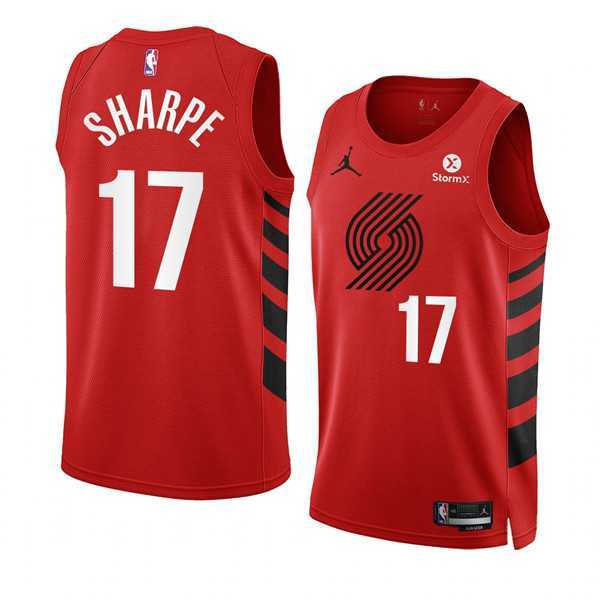 Men%27s Portland Trail Blazers #17 Shaedon Sharpe 2022-23 Red Statement Edition Swingman Stitched Basketball Jersey Dzhi
